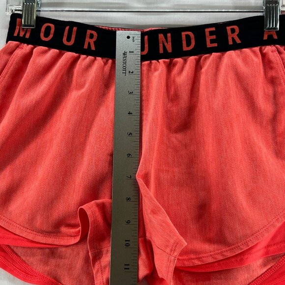 Under Armour Play Up 3.0 Shorts Womens S Activewear Running Elastic Waist Orange - Picture 8 of 10